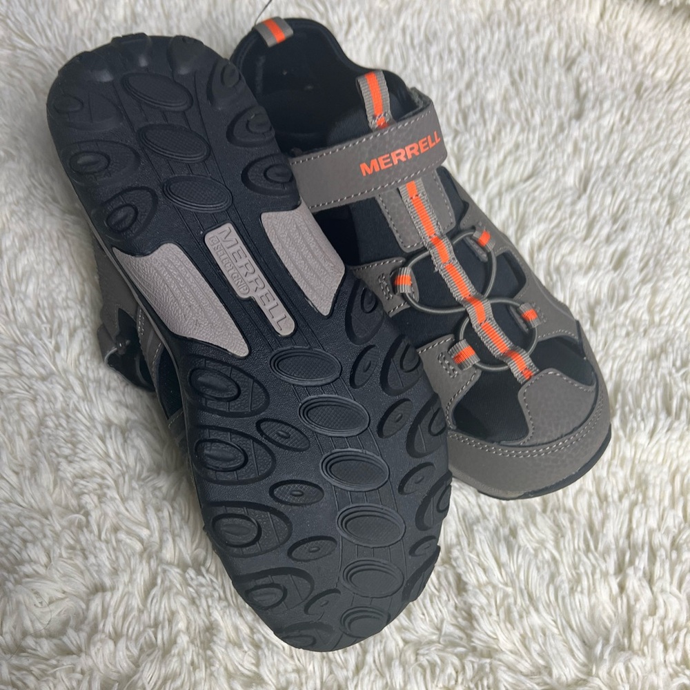 Merrell Boy’s Gray and Orange Outdoor Sandals